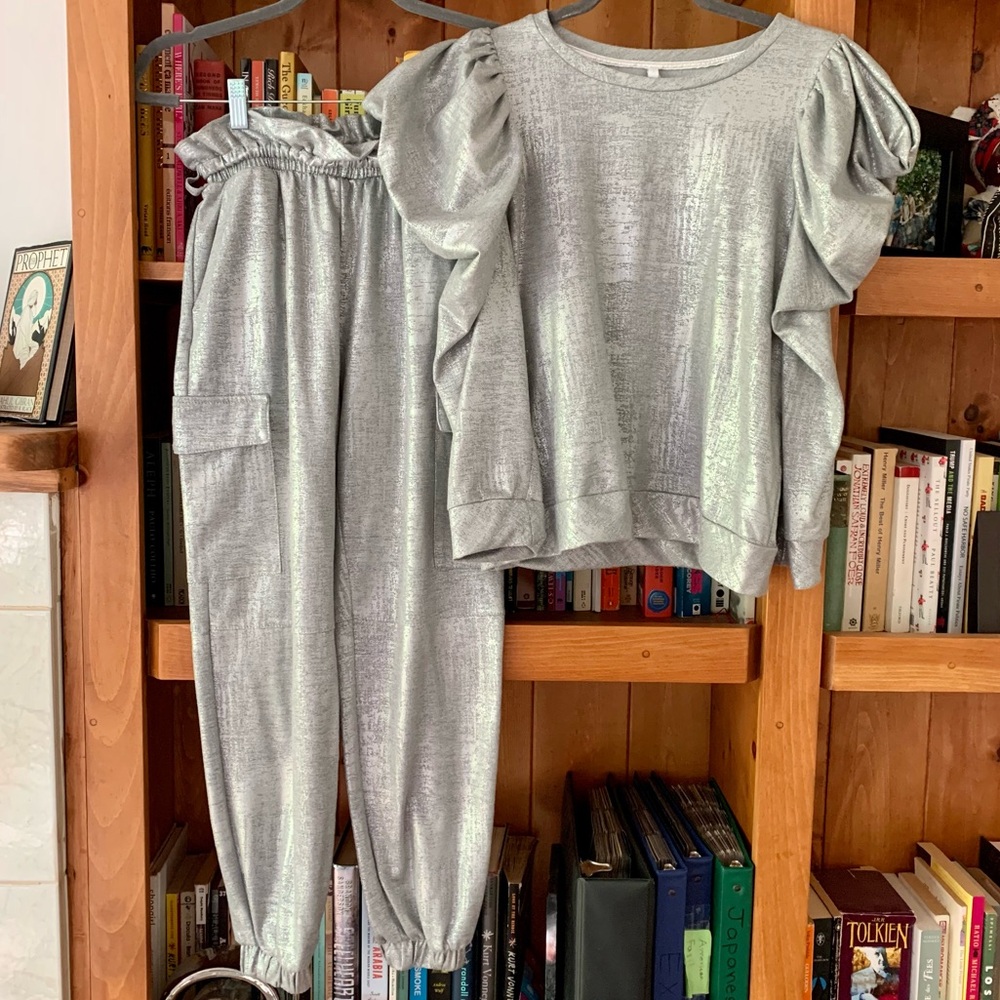 Silver Two-Piece Casual Set